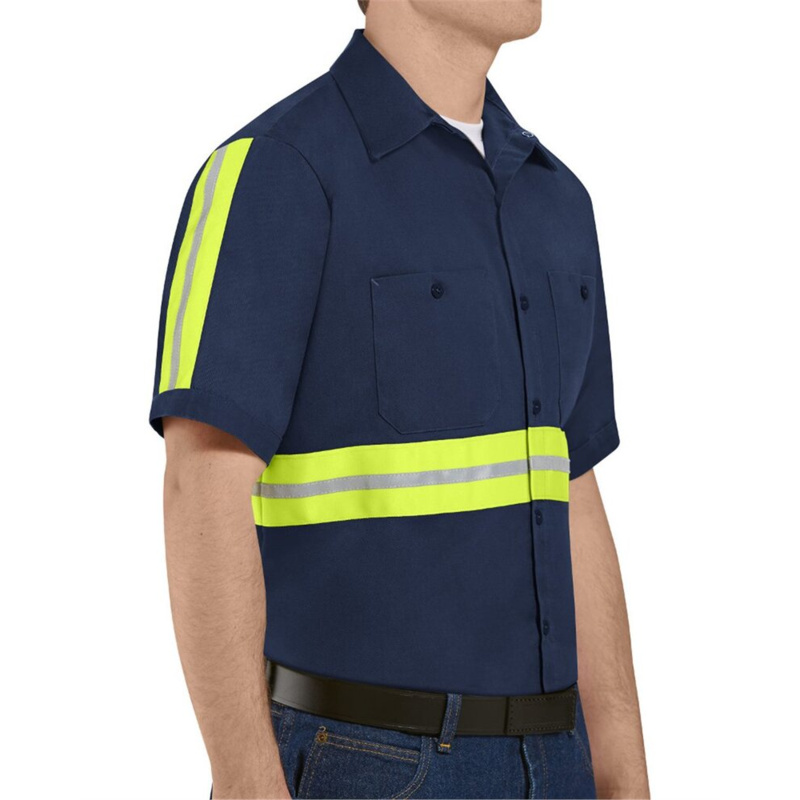 Enhanced Visibility Short Sleeve Cotton Work Shirt Long Sizes Thumbnail